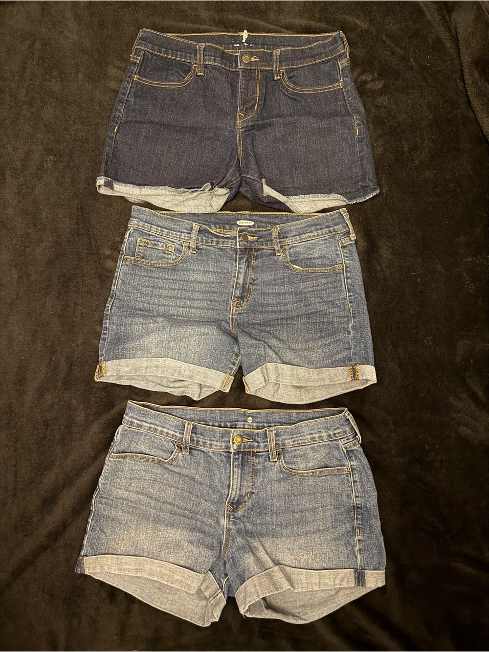 Old Navy Women's Denim Rolled Cuff Shorts - Dark & Light Blue